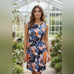 Boden Floral Mini Dress - Navy, Pink, Orange